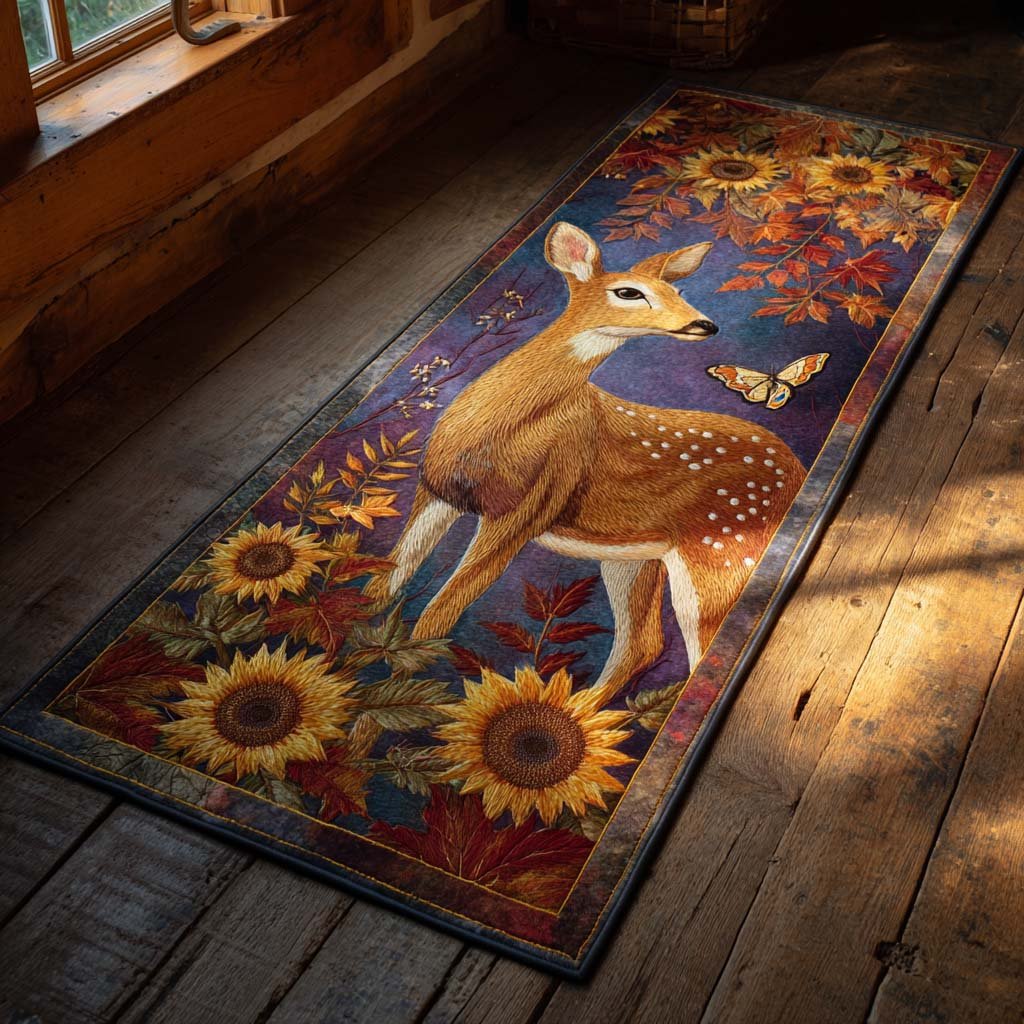 Golden Fawn Runner Carpet Runner Rug - Cute Pet Design | Animal Printed Runner Rug