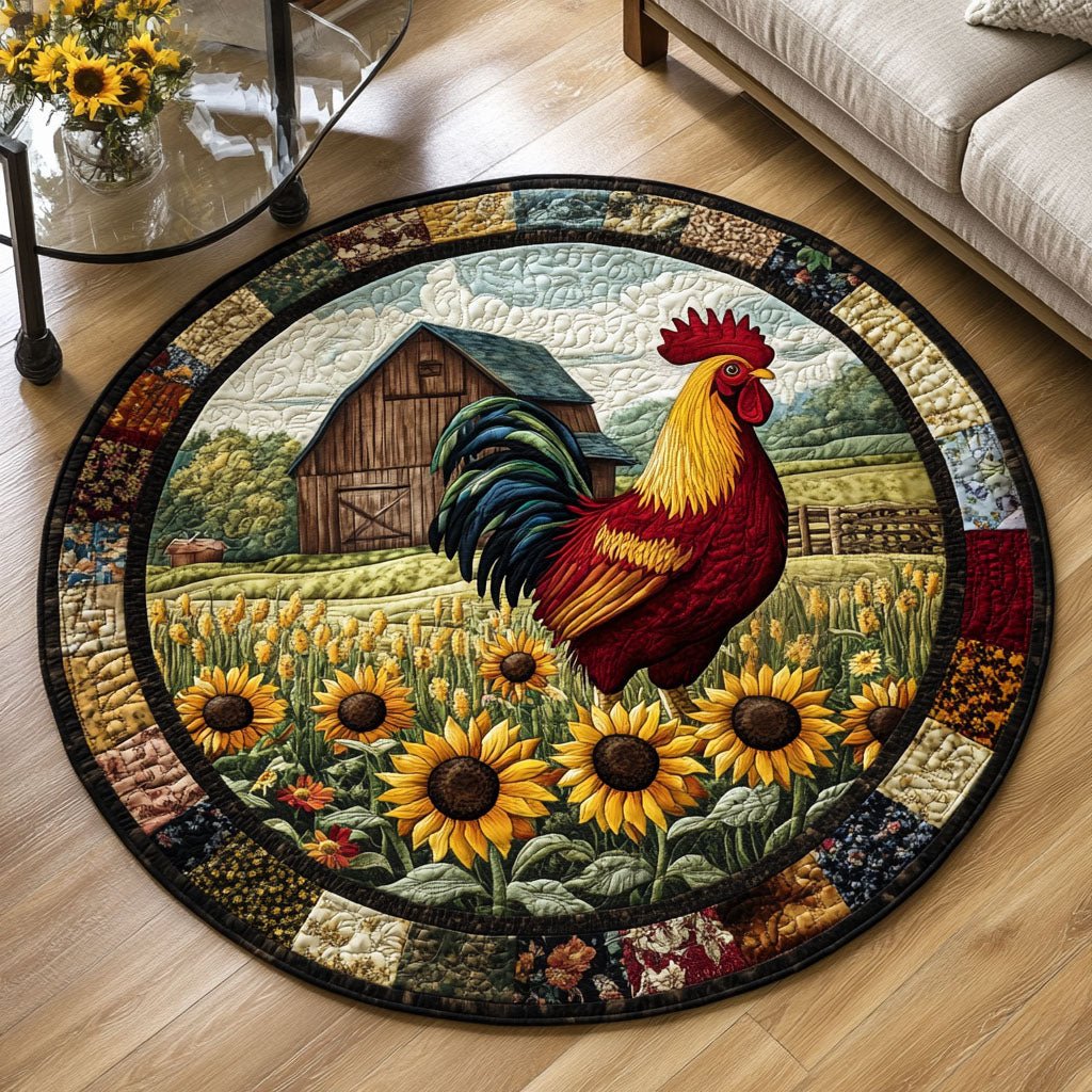 Golden Feather Round Mat Rug - washable non-slip printed rug