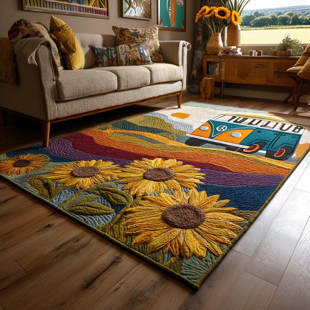 Golden Fields area rug in a living room