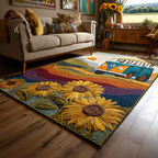Golden Fields area rug in a living room