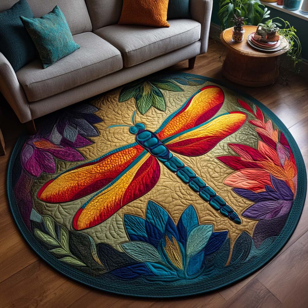 Golden Flight Round Mat Rug - Nature Design | Serene Home Decor