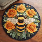 Golden Flight Round Mat Rug - washable non-slip printed rug