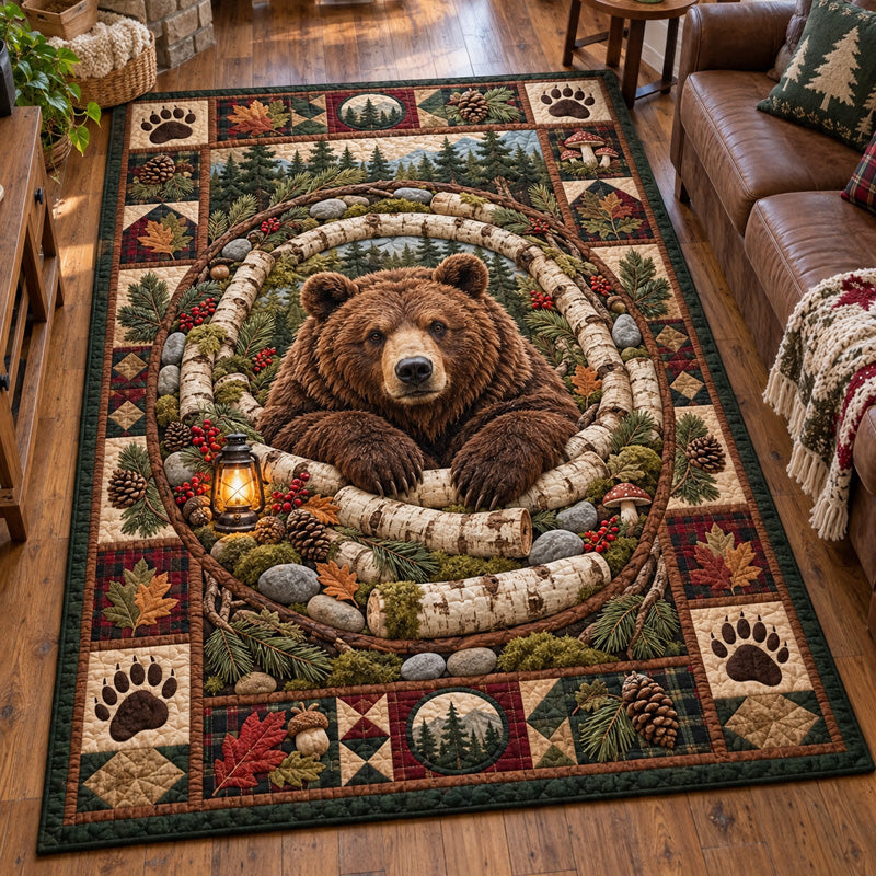 Golden Forest Sanctuary area rug in a living room