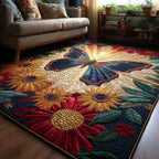 Golden Garden Glow area rug in a living room