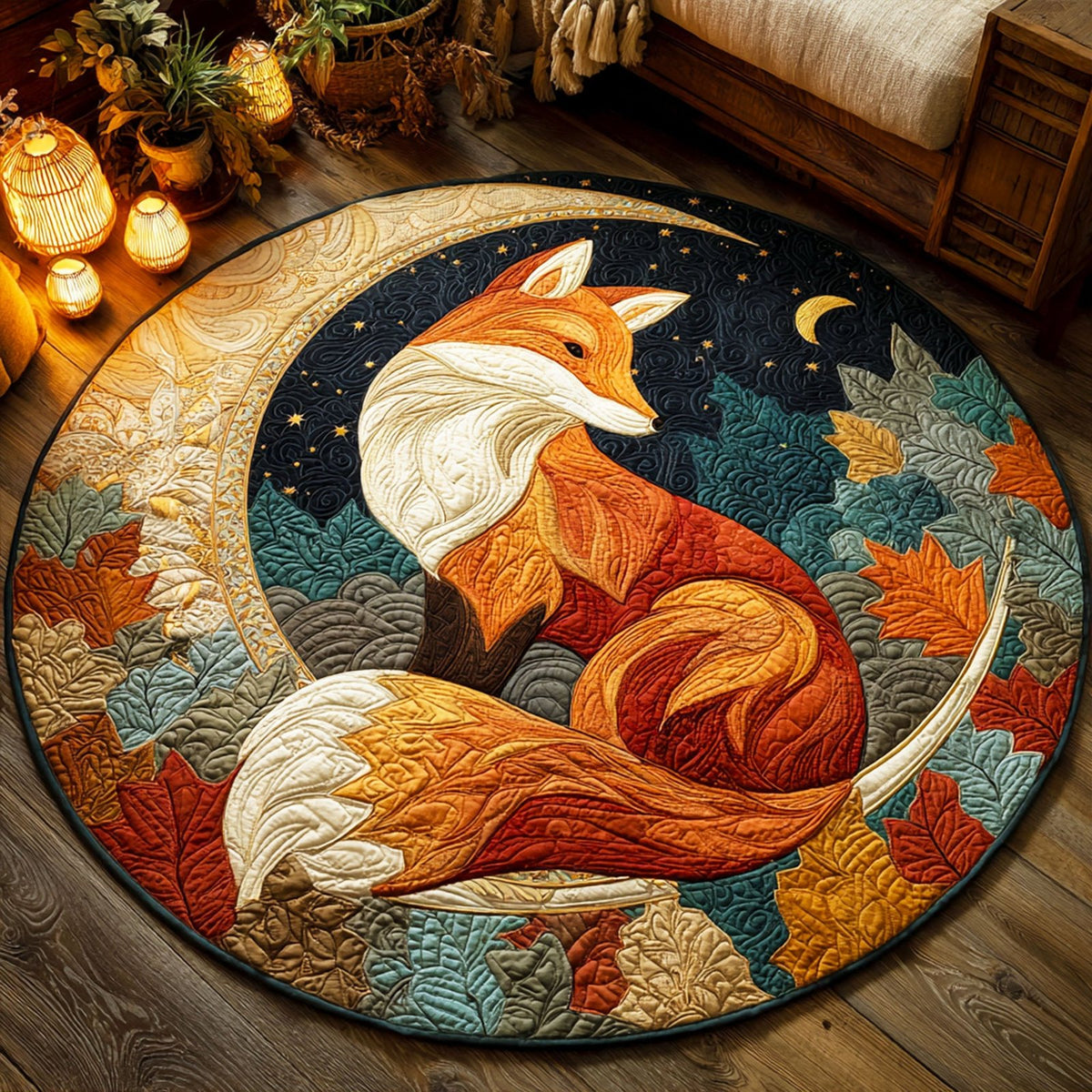 Golden Gaze Round Mat Rug - washable non-slip printed rug