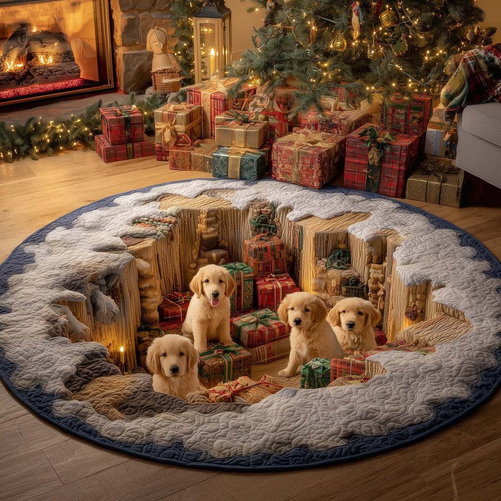 Golden Gift Pit Round Mat Rug - Nature Design | Serene Home Decor