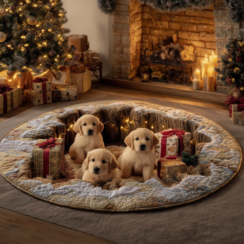 Golden Gift Pit Round Mat Rug - Nature Design | Serene Home Decor