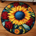 Golden Glory Round Mat Rug - washable non-slip printed rug