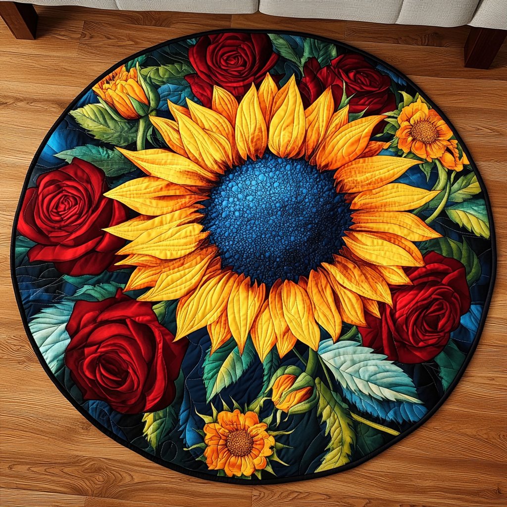 Golden Glory Round Mat Rug - Nature Design | Serene Home Decor