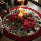 Golden Glow Candle Round Mat Rug - washable non-slip printed rug