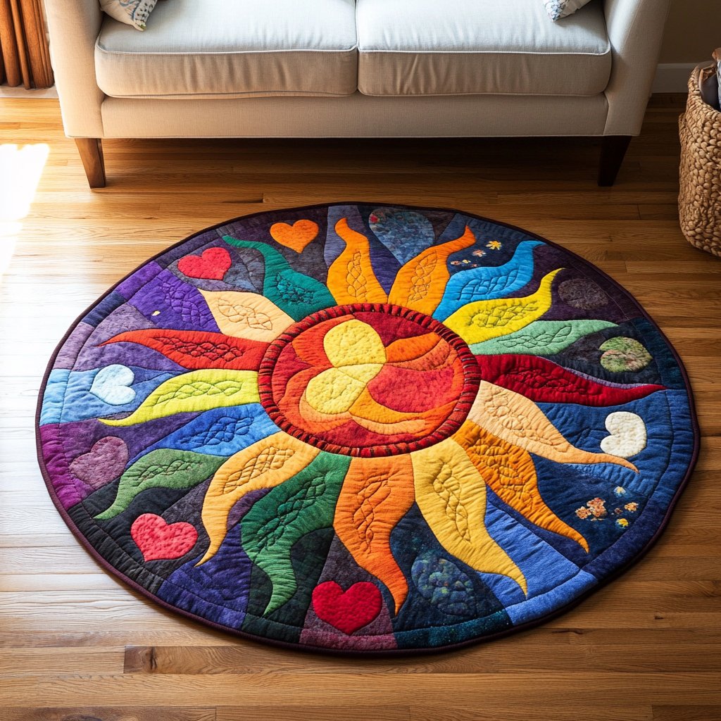 Golden Glow Round Mat Rug - Nature Design | Serene Home Decor
