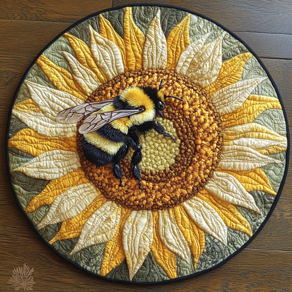Golden Glow Round Mat Rug - Nature Design | Serene Home Decor