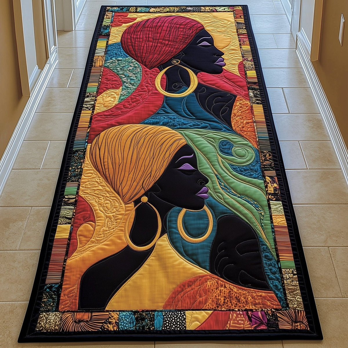 Golden Glow Runner Rug - Nature Design | Serene Runner Rug