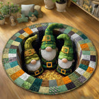 Golden Gnomes Round Mat Rug - washable non-slip printed rug