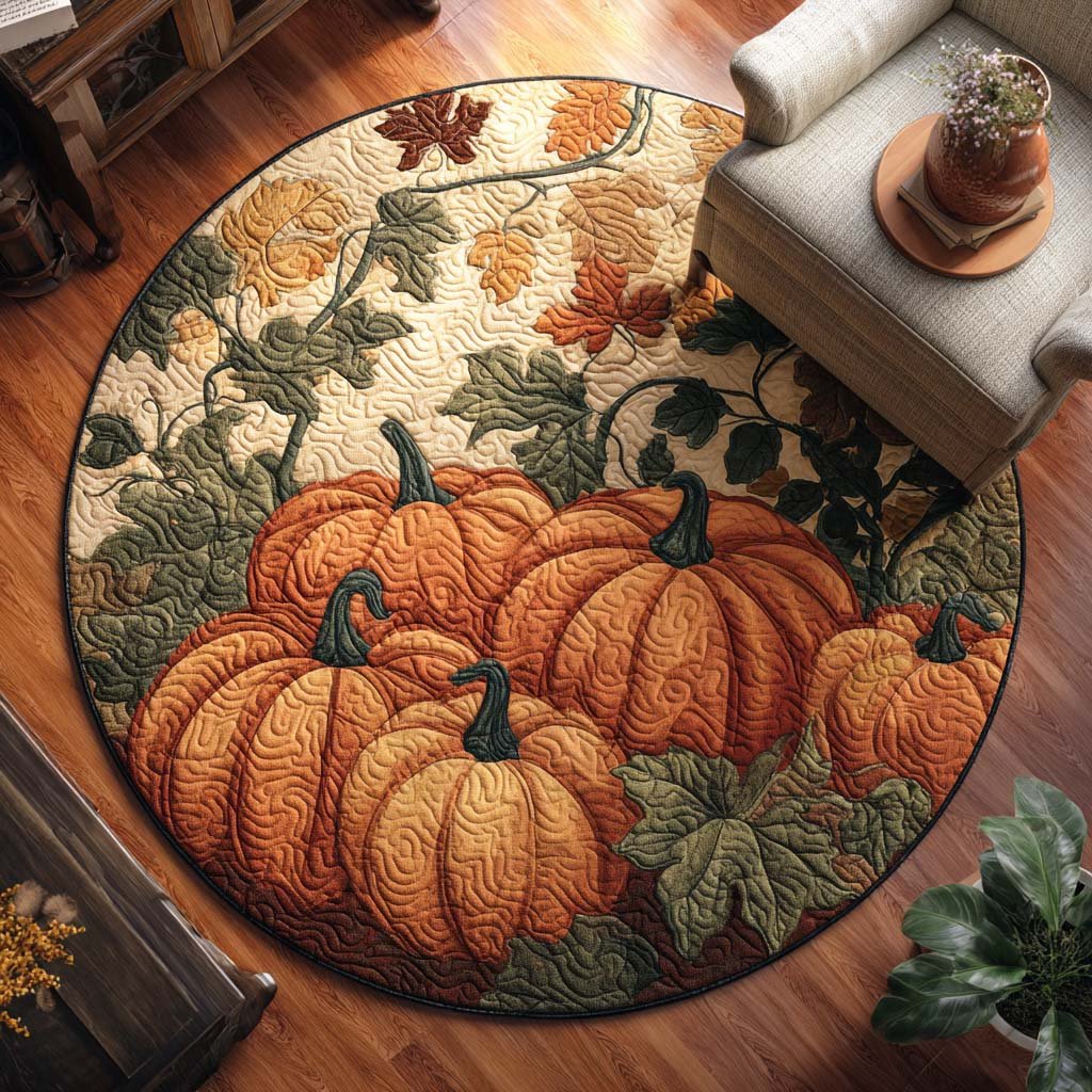 Golden Gourd Round Mat Rug - washable non-slip printed rug