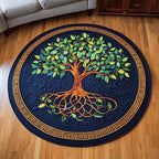 Golden Grove Round Mat Rug - washable non-slip printed rug