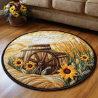 Golden Harvest Barrels Round Mat Rug - washable non-slip printed rug