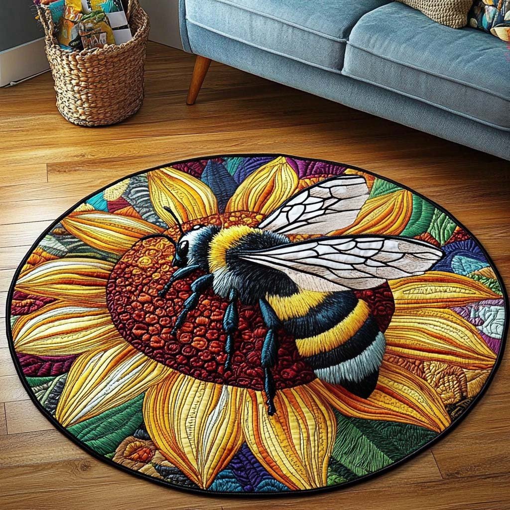 Golden Harvest Keeper Round Mat Rug - washable non-slip printed rug
