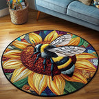 Golden Harvest Keeper Round Mat Rug - washable non-slip printed rug