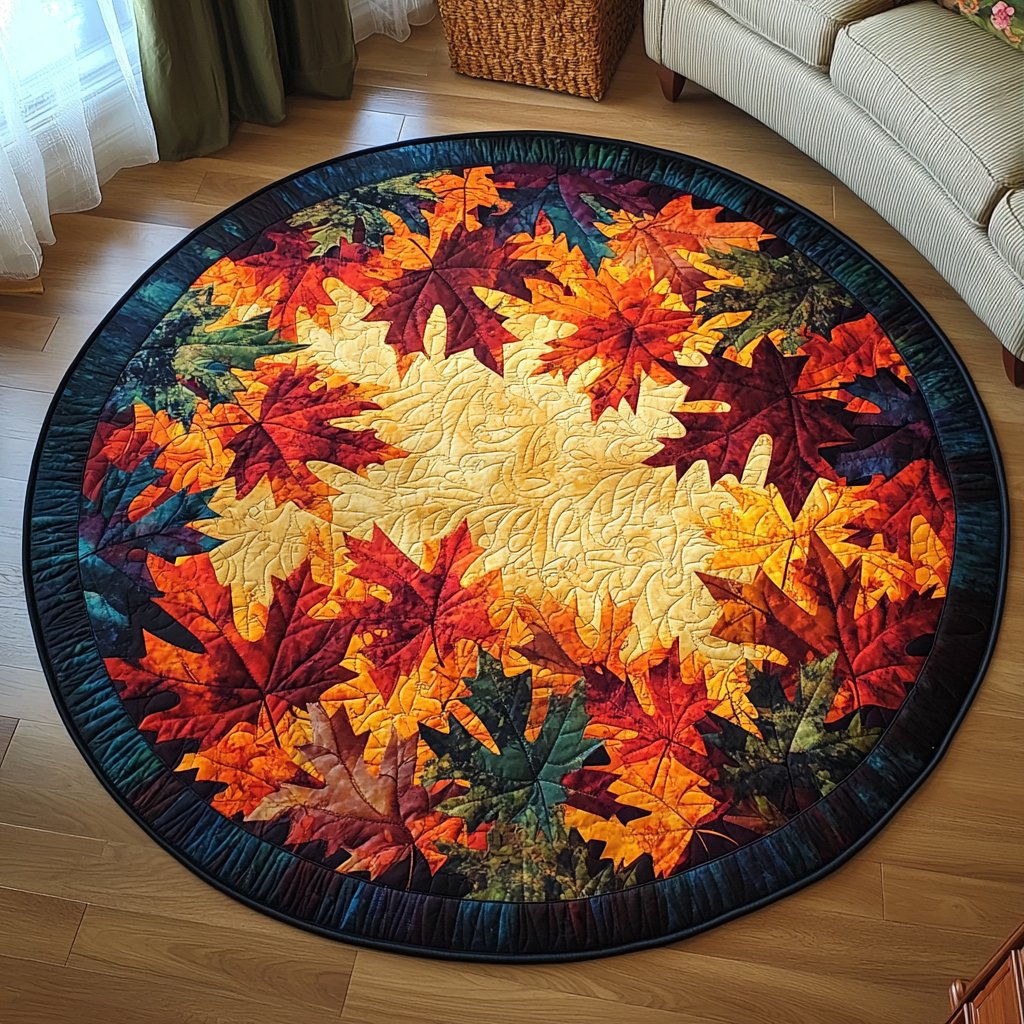 Golden Harvest Round Mat Rug - Nature Design | Serene Home Decor