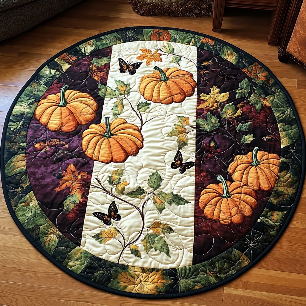 Golden Harvest Round Mat Rug - Nature Design | Serene Home Decor