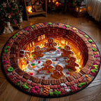 Golden Hearth Glow Round Mat Rug - washable non-slip printed rug
