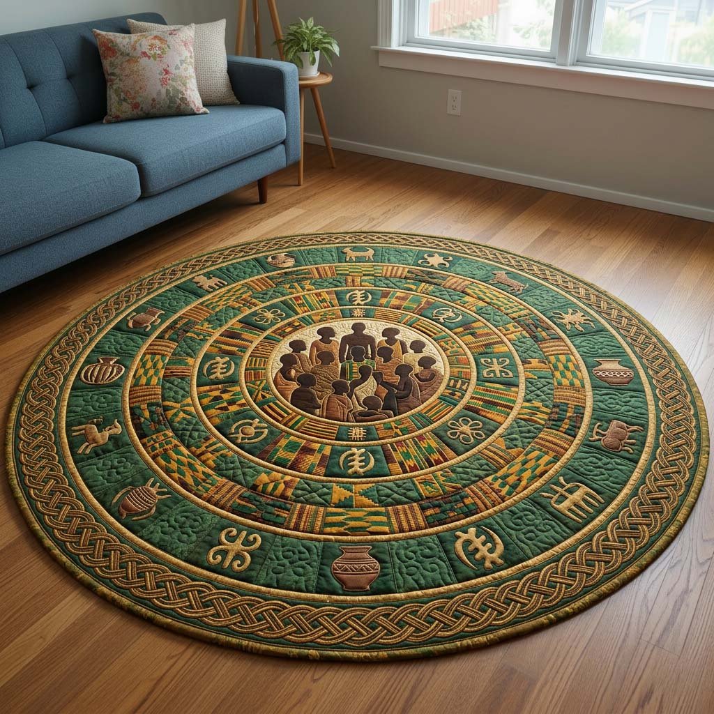 Golden Heritage Round Mat Rug - Nature Design | Serene Home Decor