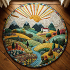 Golden Hills Round Mat Rug - washable non-slip printed rug