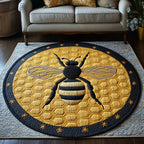 Golden Hive Whirl Round Mat Rug - washable non-slip printed rug