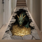 Golden Hoard Dragon Runner Carpet Runner Rug - Cute Pet Design | Animal Printed Runner Rug