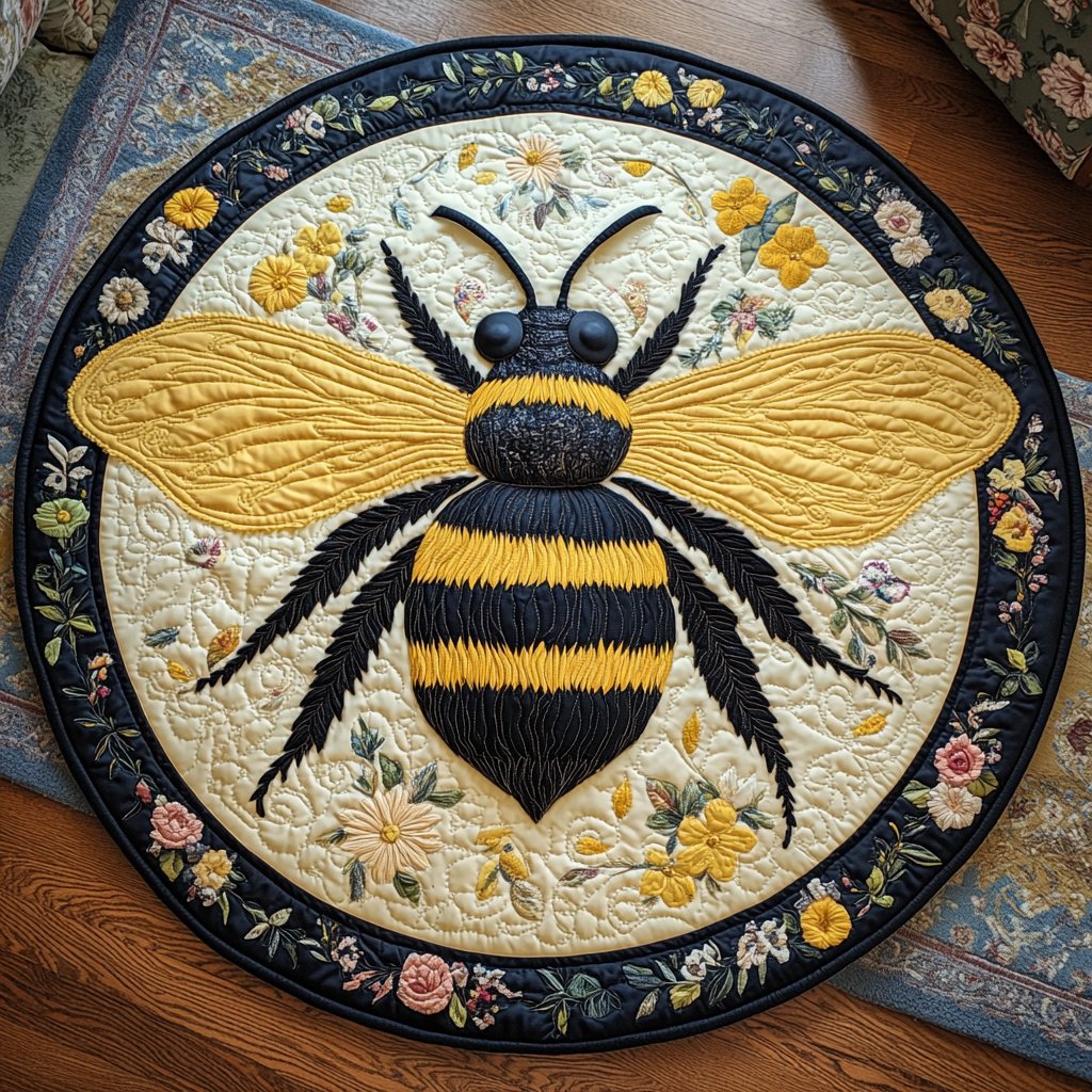 Golden Honey Trails Round Mat Rug - washable non-slip printed rug
