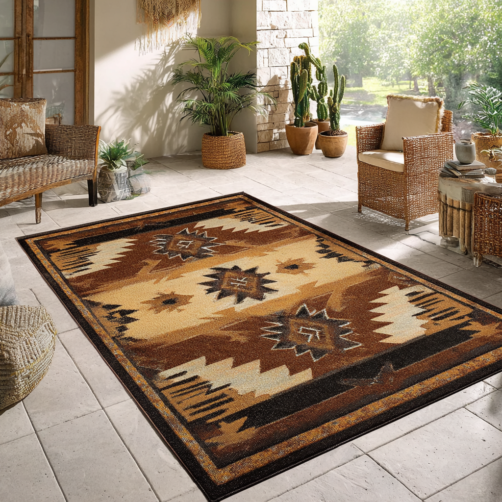 Golden Horizon area rug in a living room