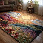 Golden Horizon area rug in a living room
