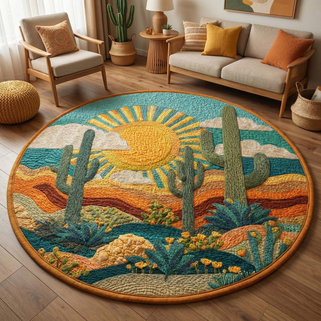 Golden Horizon Round Mat Rug - Nature Design | Serene Home Decor