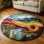 Golden Horizon Round Mat Rug - washable non-slip printed rug
