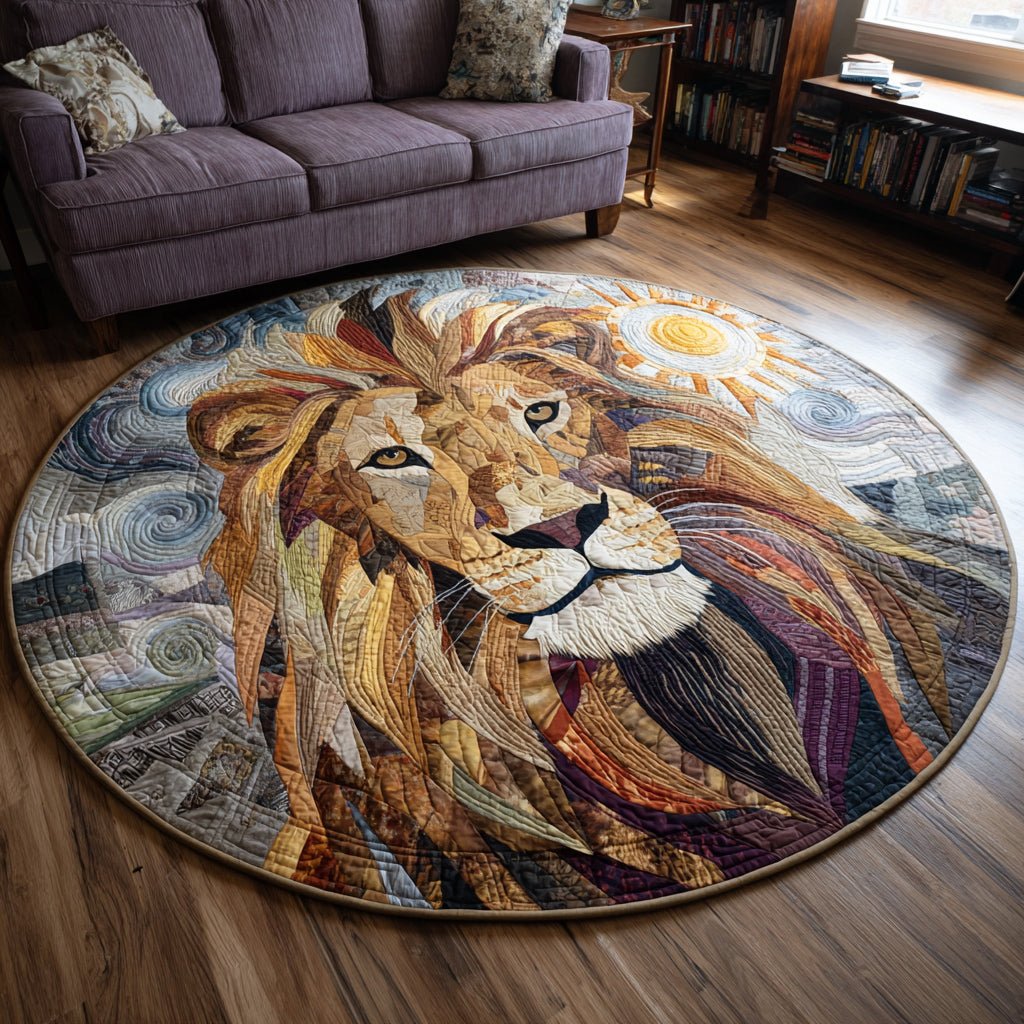 Golden Lion Round Mat Rug - Nature Design | Serene Home Decor
