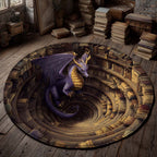 Golden Maw Round Mat Rug - washable non-slip printed rug