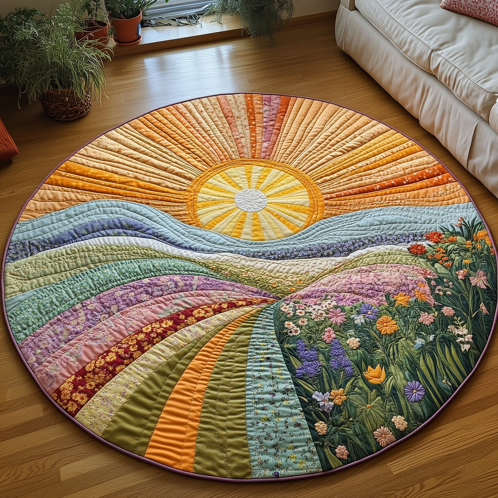Golden Meadow Round Mat Rug - Nature Design | Serene Home Decor