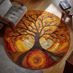 Golden Meadow Round Mat Rug - washable non-slip printed rug