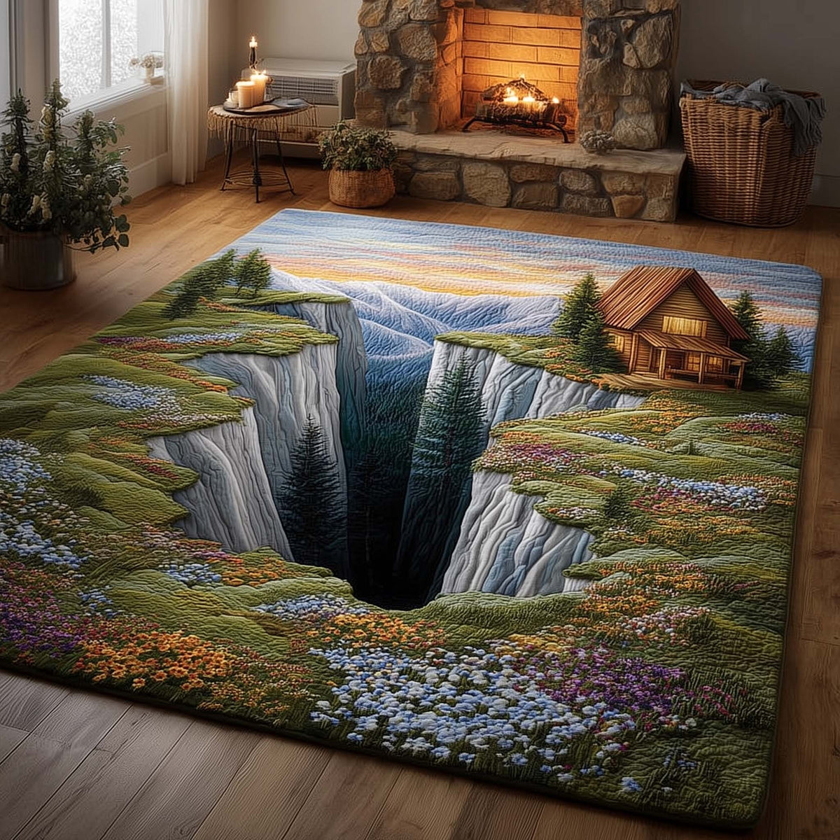Golden Meadows area rug in a living room