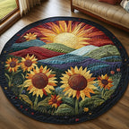 Golden Mesa Round Mat Rug - Nature Design | Serene Home Decor