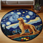 Golden Night Dreams Round Mat Rug - washable non-slip printed rug