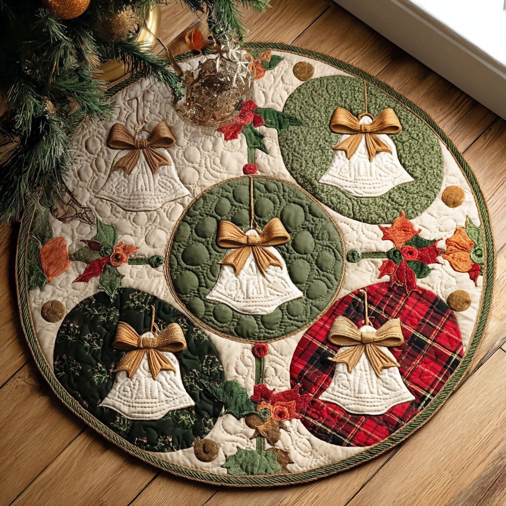 Golden Noel Round Mat Rug - washable non-slip printed rug