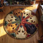 Golden Noel Ring Round Mat Rug - washable non-slip printed rug