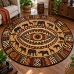 Golden Nomad Round Mat Rug - Nature Design | Serene Home Decor - washable non-slip printed rug