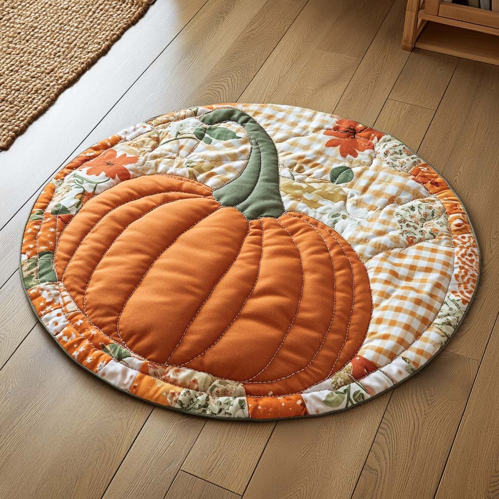 Golden Orchard Round Mat Rug - washable non-slip printed rug