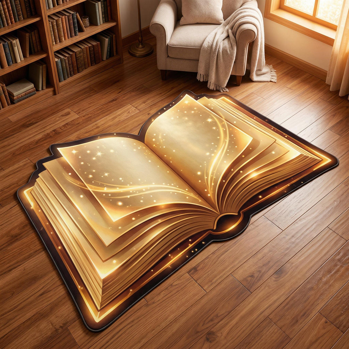 Golden Pages Custom Shape Area Rug - Nature Design | Die-Cut Non-Slip Rug - washable non-slip printed rug
