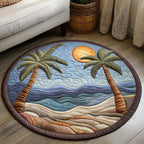 Golden Palms Round Mat Rug - washable non-slip printed rug