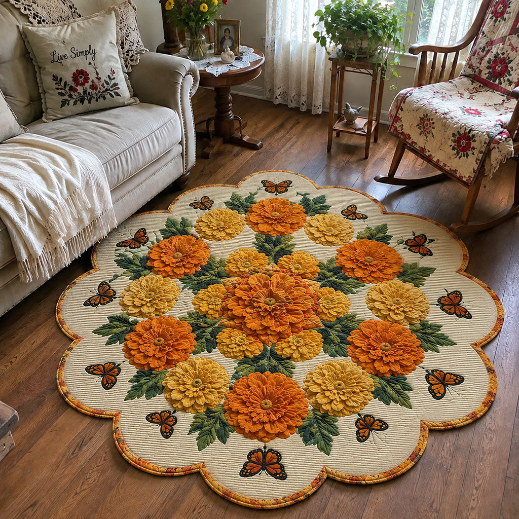 Golden Petal Celebration Custom Shape Area Rug - Nature Design | Die-Cut Non-Slip Rug - washable non-slip printed rug