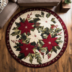 Golden Petal Round Mat Rug - washable non-slip printed rug